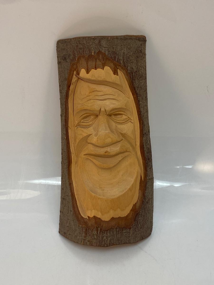 Carved Wood Spirit Wood Carving Face in Tree Branch Wall Hanging