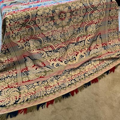 Phenominal Antique 19th C Double Jacquard Coverlet w Eagles