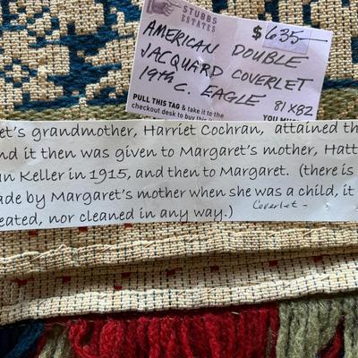 Phenominal Antique 19th C Double Jacquard Coverlet w Eagles