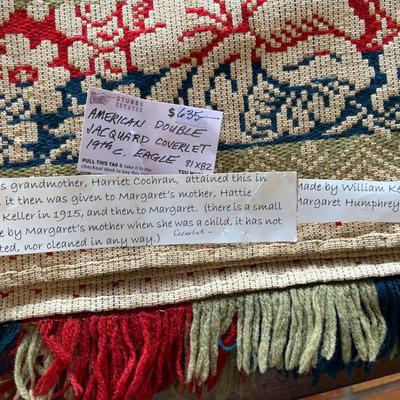 Phenominal Antique 19th C Double Jacquard Coverlet w Eagles