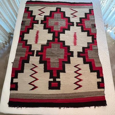 Antique Navajo Rug Classic Storm Pattern Great Condition!