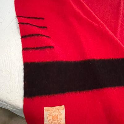 Vintage Hudson Bay 4 Point Blanket in Red Back Excellent Condition