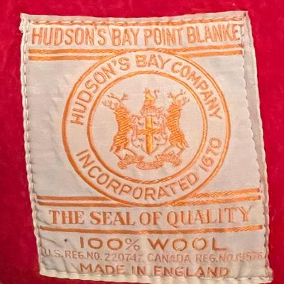 Vintage Hudson Bay 4 Point Blanket in Red Back Excellent Condition