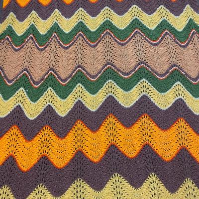 Vintage Zig Zag Crochet Throw Blanket Afghan