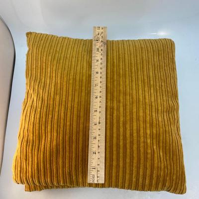 Set of Three Gold Yellow Velour Accent Throw Pillows