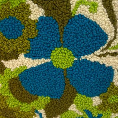 Vintage Funky Retro Blue and Green Flower Yard Art Accent Throw Pillow