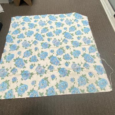 Vintage Blue Rose Floral Texture Fabric Remnant Material for Crafts Sewing