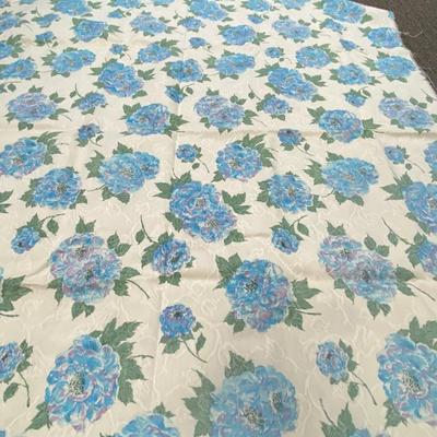 Vintage Blue Rose Floral Texture Fabric Remnant Material for Crafts Sewing