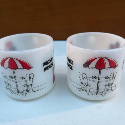 FEDERAL Milk Glass Disney Coffee Mugs
