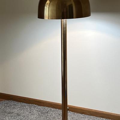 MCM Mid Century Modern Brass Floor Lamp Mushroom Shade