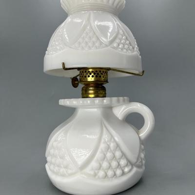 Vintage Small Milk Glass Oil Lamp