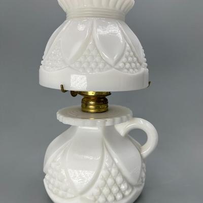 Vintage Small Milk Glass Oil Lamp