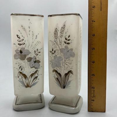 Glass Vases Pair Mantle Lusters 
