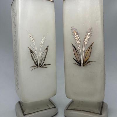 Glass Vases Pair Mantle Lusters 