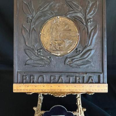 Folk Art Plaque w a Memorial Bronze Medal PROPATRIA