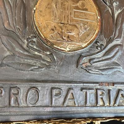 Folk Art Plaque w a Memorial Bronze Medal PROPATRIA