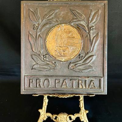 Folk Art Plaque w a Memorial Bronze Medal PROPATRIA