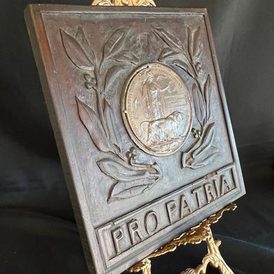 Folk Art Plaque w a Memorial Bronze Medal PROPATRIA