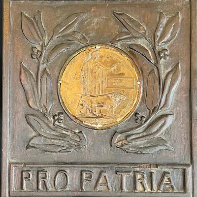 Folk Art Plaque w a Memorial Bronze Medal PROPATRIA