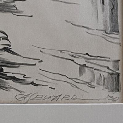 CA Seward Signed Titled Priairie Printmaker 2 Swans 1930