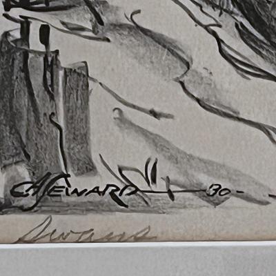 CA Seward Signed Titled Priairie Printmaker 2 Swans 1930