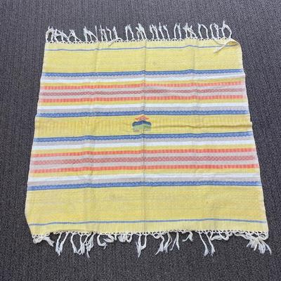 Vintage Retro Colorful Striped Fringed Edge Tablecloth Cover Southwestern Style Textile