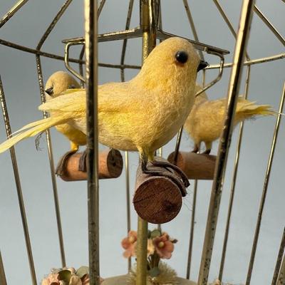 Vintage Schmid Bros. Inc. Rotating Singing Birds in Cage Mid Century Music Box