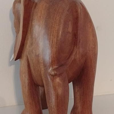 Natural Solid Wood Carved Elephant