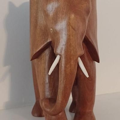 Natural Solid Wood Carved Elephant