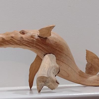 Parasite Jempinis Wood Carved Sperm Whale on Base