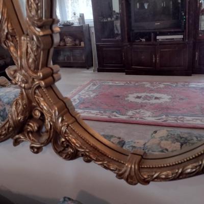 Large Ornate French Provincial Triple Ring Resin Wall Mirror