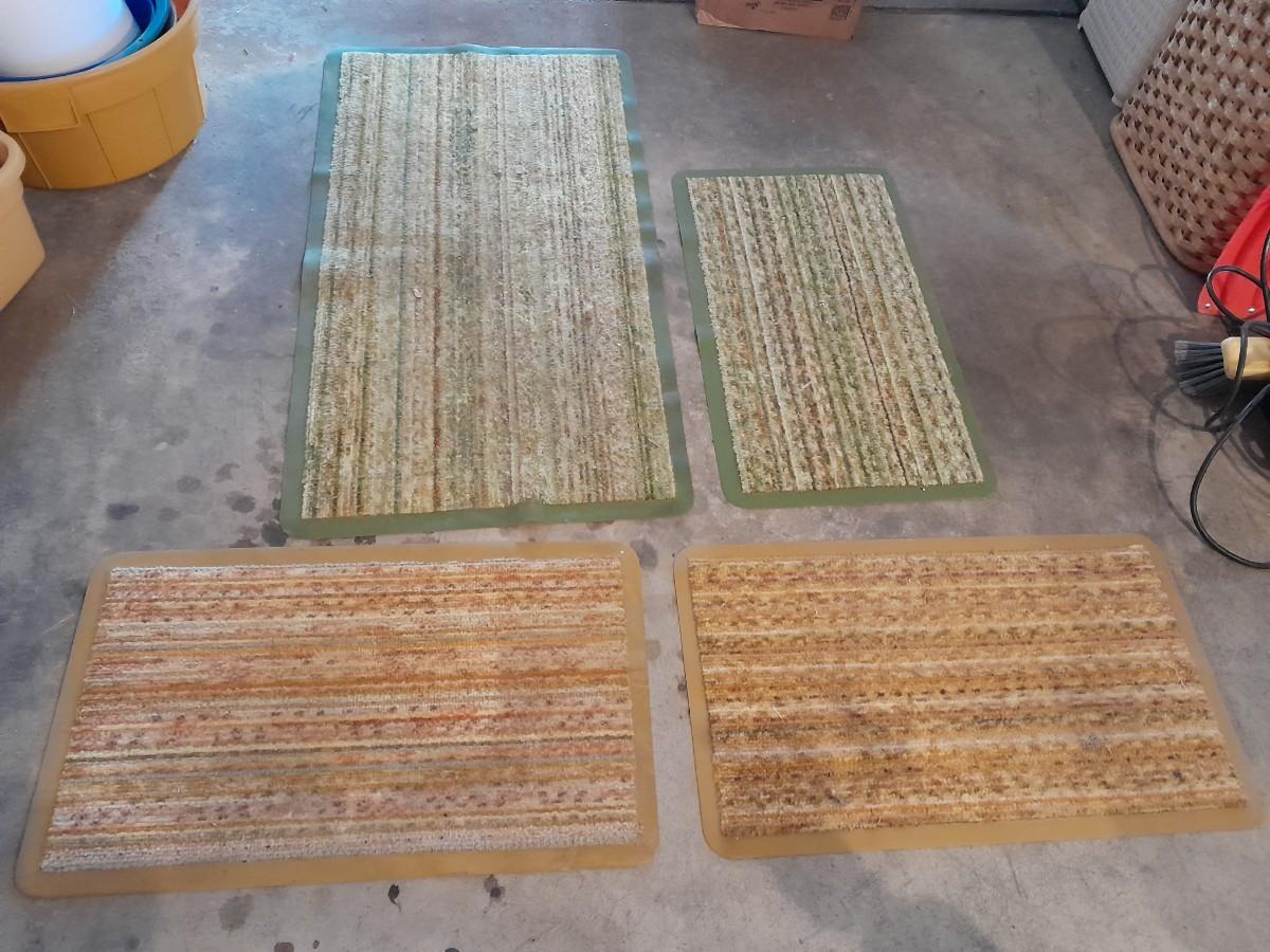 Vintage rubber framed / backed throw rugs