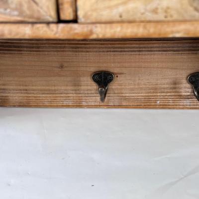 Rustic farm wall shelf with metal and wire and hooks