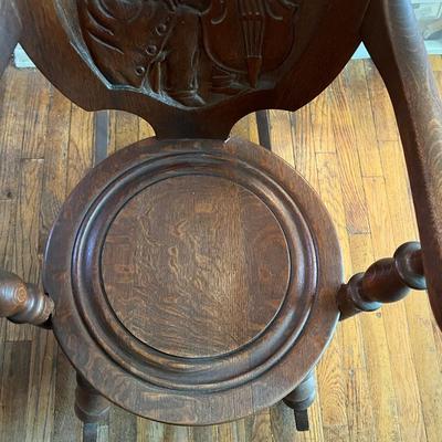 Circa 1900 Oak rocking chair image Ben Franklin