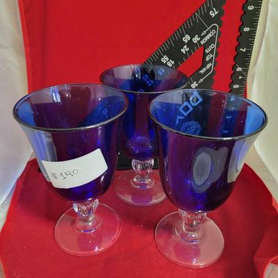 Set of Three Blue Glasses