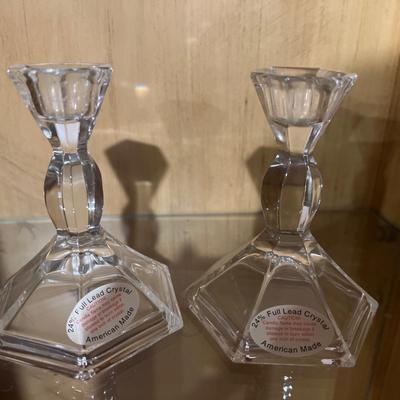 Lead crystal American candlesticks