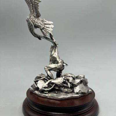 Vintage Shoshone-Eagle Catcher Native American Limited Edition by Truman Bolinger Signed Chilmark Fine Pewter Art Figurine Statue with...