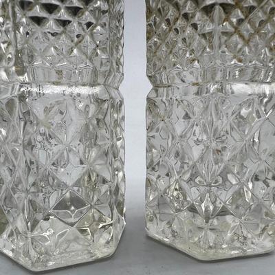 Pair of Vintage Wexford Diamond Cut Design Glass Salt & Pepper Shakers