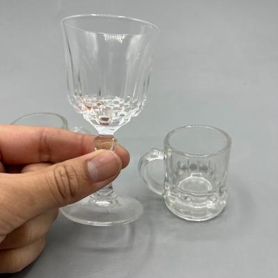 Lot of Retro Glass Mug Style Shot & Vino Tasting Drink Barware Glasses