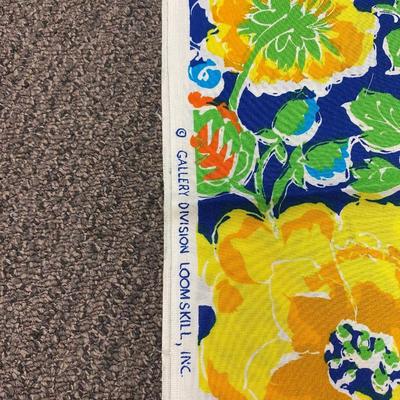 Brightly Colored Yellow and Blue Flower Material Fabric for Crafts and Sewing