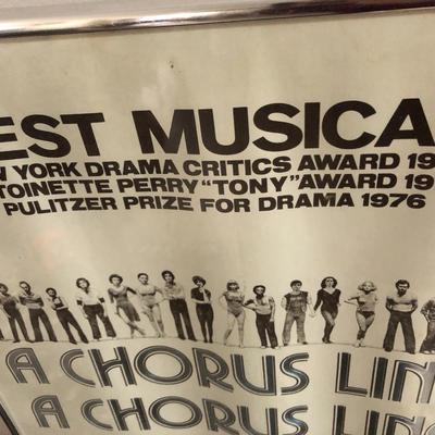Original 1976 Theatre Window Card/Poster â€˜A Chorus Lineâ€™ Best Musical -The New Mechanic, Baltimore, Maryland - Framed 14â€x22â€