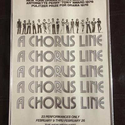 Original 1976 Theatre Window Card/Poster â€˜A Chorus Lineâ€™ Best Musical -The New Mechanic, Baltimore, Maryland - Framed 14â€x22â€