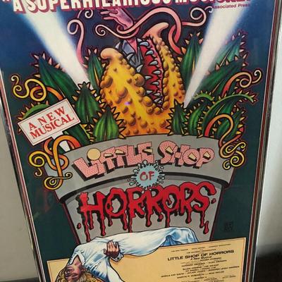 Original â€˜Little Shop of Horrorsâ€™ Musical Orpheum Theatre Window Card/Poster Framed 14â€x22â€