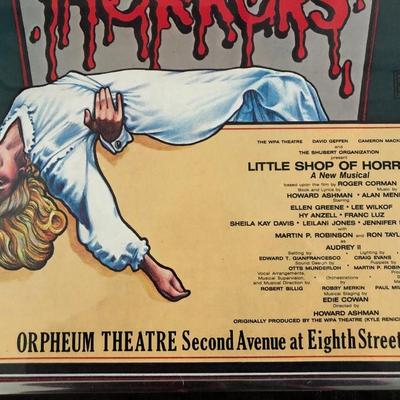 Original â€˜Little Shop of Horrorsâ€™ Musical Orpheum Theatre Window Card/Poster Framed 14â€x22â€