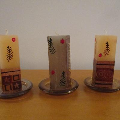 Set of Three Hand Poured and Designed Decorative Candles