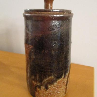Hand Thrown Pottery Jar with Lid Signed by Artist