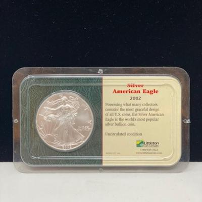 Silver American Eagle Unciruclated Silver Dollar 2002