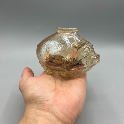 Small Vintage Collectible Clear Textured Glass Anchor Hocking Piggy Bank