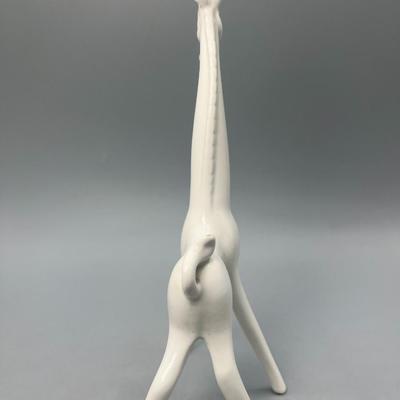 Retro White Ceramic Long Surreal Ceramic Pottery Giraffe Figurine Decor
