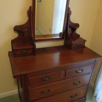 Antique Eastlake 2 Over 2 Dresser with Mirror